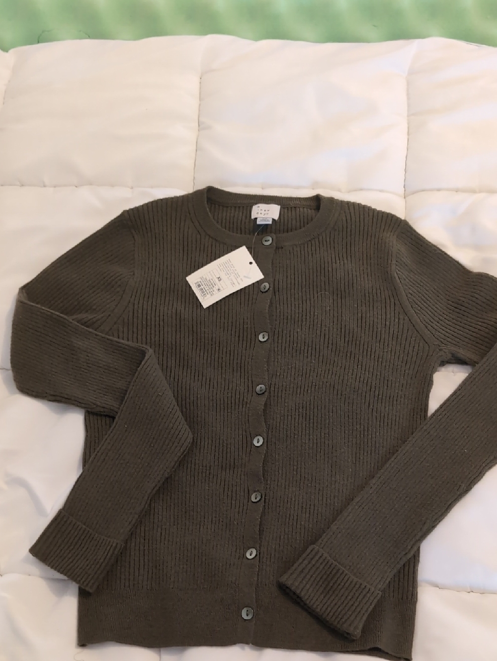 NEW A new day Olive Green Ribbed Button-Up Cardigan